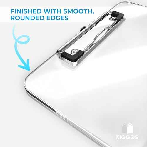 25 Pack Transparent Plastic Clipboards Bulk Acrylic Clear Clip boards with Low Profile Metal Clip Board 12.5 x 9 Inch Letter Size Clipboard Class Set for Classroom with Hanging Hook - Holds 100 Sheets