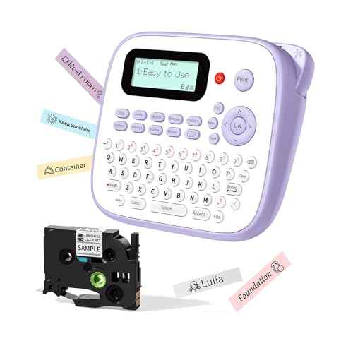 Label Maker Machine with-Tape Waterproof, Purple Desktop Label Maker for Teachers Kids Classroom Gifts, Portable Labeler with Multiple Symbols &Fonts for Home Office School Use, D210S