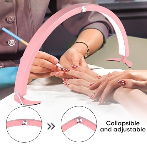 29in Half Moon Light for Desk, Led Nail Tech Lamp with Wire Controller & Remote, Table Lamp for Nails, Tattoo, Eyebrows, 7 Cool/Warm Tones & 10 Brightness