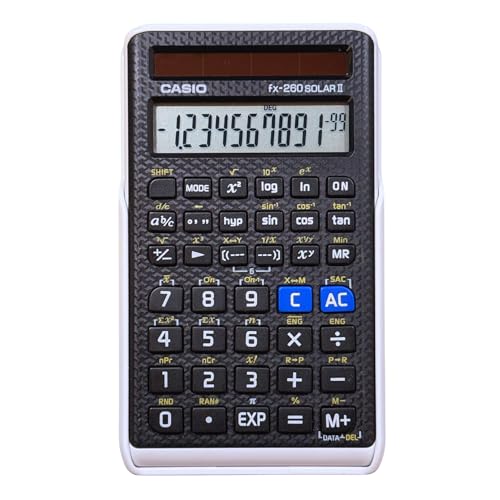 Casio fx-260 Solar II Scientific Calculator - Black, 10-Digit Display, Portable for Students