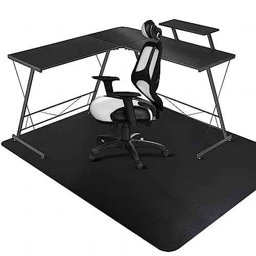 SALLOUS Chair Mat for Carpeted Floors, 46" x 60" Heavy Duty Chair Mat for Carpet, Vinyl Floor Mat with Grips, Carpeted Floor Protector Rolling Computer Desk Mat for Home Office (Black)