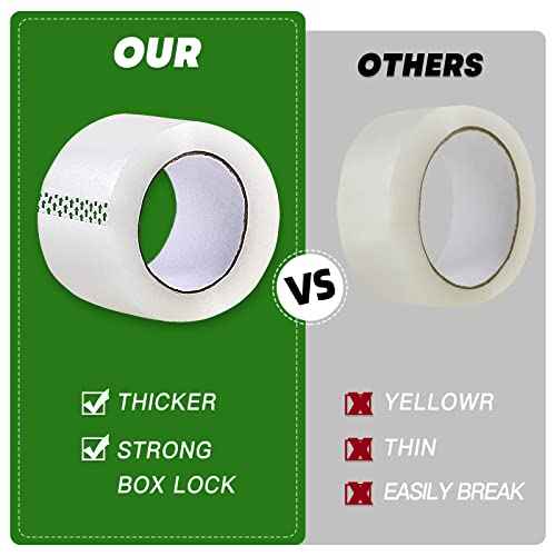 Clear Packing Tape (24 Rolls), Heavy Duty Packaging Tape for Shipping Packaging Moving Sealing, 2 inches Wide, 65 Yards Per Roll