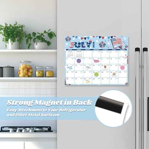 2026-2027 Magnetic Calendar for Refrigerator, 18 Monthly Fridge Calendar Magnet January 2026 to June 2027, 11" X 8.5" (Seasonal Designs)