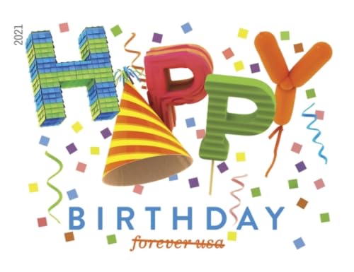 USPS Happy Birthday 2021 Forever Postage Stamps Sheet of 20 - First-Class Mail