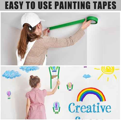 Fainne 30 Pcs Green Painters Masking Tape Bulk 1 Inch x 55 Yard, General Purpose Paint Band Removable Adhesive Tape Multi Surface Roll for Painting Labeling School Supplies