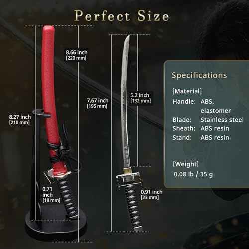 Mini Japanese Samurai Katana Sword Paper Knife Letter Opener 8.3 inch Made in JAPAN (Sakamoto Rouma Horizontal Type)
