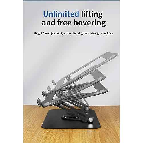 Adjustable Laptop Stand with 360 Rotating Base Portable Foldable Laptop Holder for Desk Carbon Steel Material Notebook Stand Compatible with MacBook Air Pro,and All Laptops(10-17.3¡®¡¯) -Black