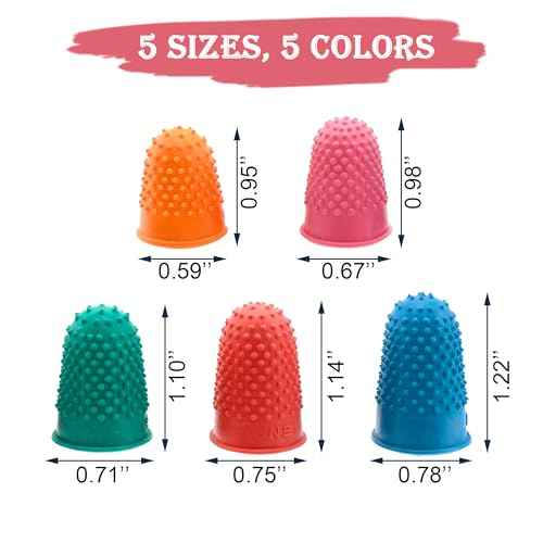 Medsuo 5 PCS Rubber Thimbles for Finger Tips Protection, Small Finger Paper Grip Finger Cover Protector Pad Thimble for Paperwork Money Counting Cutting Knitting Sewing Crafts