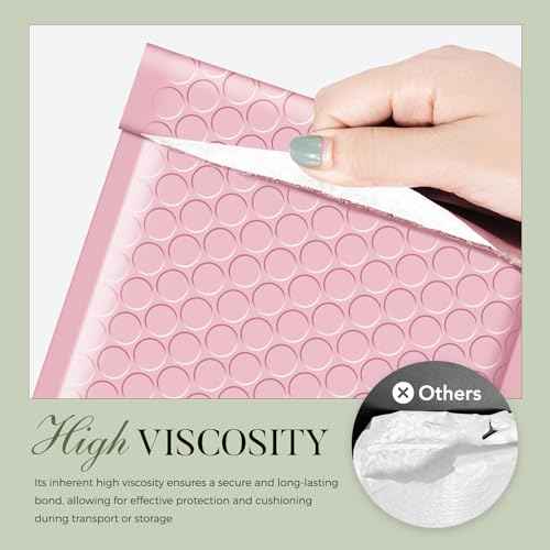 METRONIC 4x8 Bubble Mailers 200Pack, Waterproof Light Pink Padded Mailers, Self Seal Padded Envelope for Small Business Packaging Supplies Bubble Mailer Usable Size 4x7