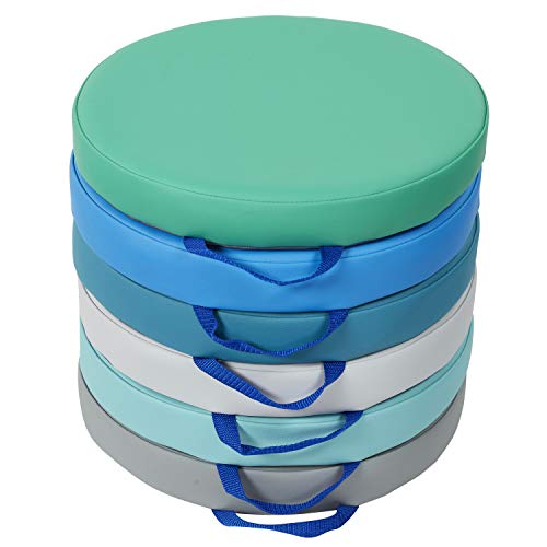 Contemporary Round Classroom Floor Cushions - 15 Inch Portable Seating