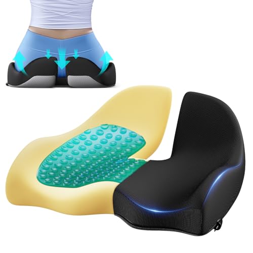 Benazcap Large Cooling Gel Memory Foam Seat Cushion for Long Sitting