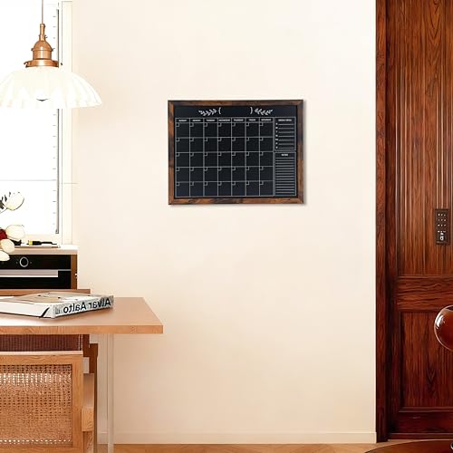 Brown 17" x 13" Wall Magnetic Chalkboard Calendar for Home Kitchen Office