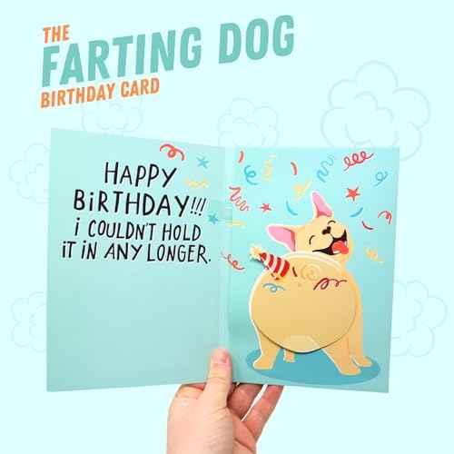 Farting Dog Birthday Card - Funny Birthday Card for Men Women Kids - Farting French Bulldog Meme Sound and Shaking Dog Motion Bday Greeting Cards 5.25 x 8.18 Inch