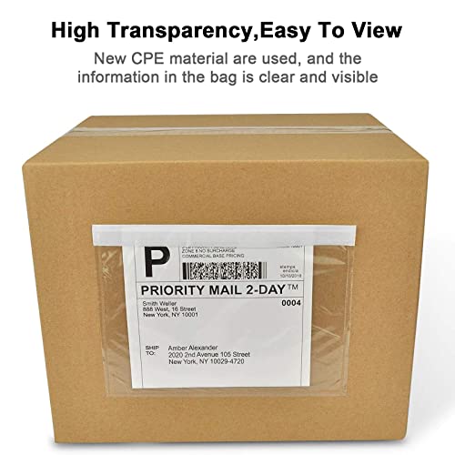 NefLaca 7.5" x 5.5" 100 Pack Waterproof Shipping Label Envelopes with Adhesive