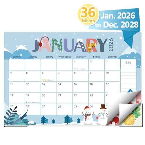 Guasslee Desk Calendar 2026-2028,36 Months Calendar Runs from 2026 Jan. to 2028 December, 17"x11.5" Monthly Desktop/Wall Planner with Thick Paper and Notes for Home School & Office