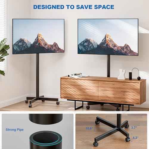 Mobile TV Cart Rolling TV Stand for 23-65 Inch LCD LED OLED 4K Smart TVs up to 110lbs, Height Adjustable Portable AV Cart with Wheels and Tilt Mount, Outdoor TV Stand Mount, Max VESA 400x400mm