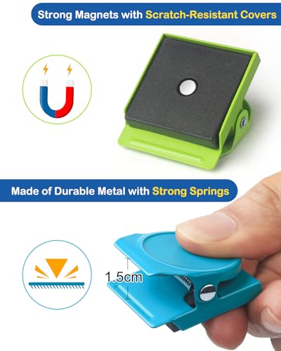 VICNOVA 24 Pack Magnetic Clips - Heavy-Duty Fridge Magnet Clips for Whiteboards, Locker & Office
