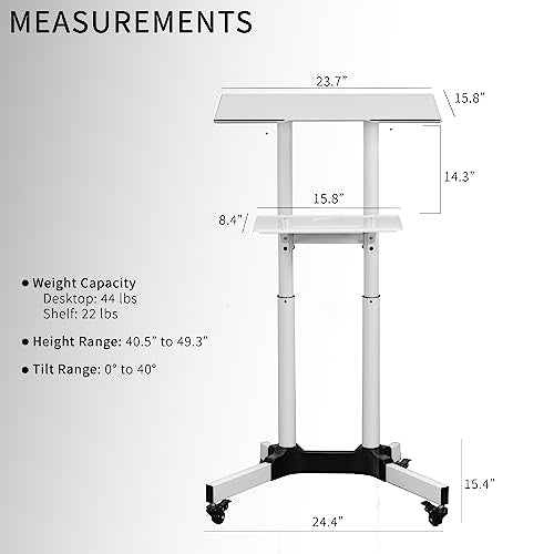 VIVO Height Adjustable Mobile Lectern Podium 40.5–49.3 in, 44 lb