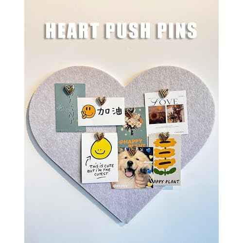 30 pcs - Heart Decorative Pins, Gold Cute Pins for Bulletin Board, Office or Home (30Pcs-Gold)