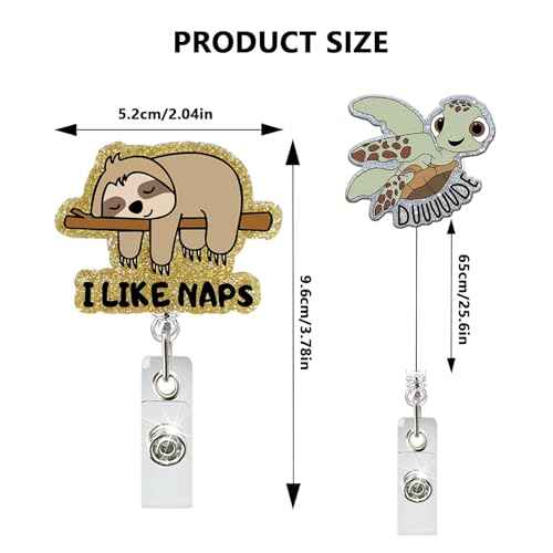 6 Pcs Funny Acrylic Badge Holder - Waterproof Retractable with Alligator Clip Lightweight, Badge Reel for Key Keychain, Ideal for Coworkers Teachers Students Doctors, Ideal Gift