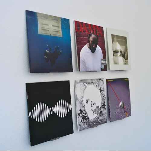 Modern JP Adhesive Vinyl Wall Mount (4-Pack) ? Strong Hold Record Holder Wall, Record-Safe Easy Installation, Album Wall Mount for 1LP and 2LP ? Clear