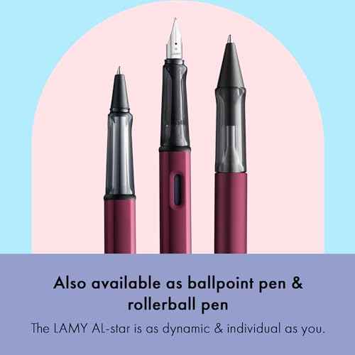 LAMY AL-star black purple - Fountain Pen with ergonomic grip & polished steel nib in size M - lightweight aluminum body - including LAMY T 10 blue cartridge - Right-Handed