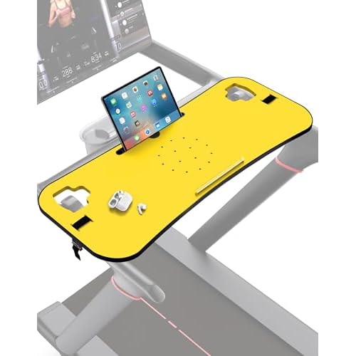 Treadmill Desk Attachment, Tread Tray Ergonomic Platform, Laptop Holder with Tablet Holder,New Universal Cooling Holes Laptop Stand for Home/Office(Yellow)