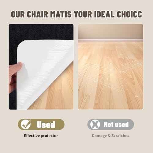 Riveroy 48x36in Office Chair Mat for Hardwood Floors, Non-Slip Easy-Clean Black