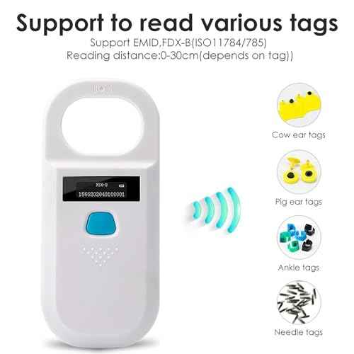 RFID Pet Microchip Scanner - Dual Frequency 125kHz/134.2kHz, OLED Display & 128 Data Storage, USB Portable Pet Chip Scanner for Dogs/Cats/Pigs/Animals, ISO11784/85 Certified (TM90A White)