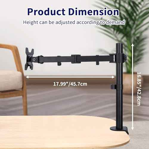 Single Monitor Desk Mount, Heavy Duty Adjustable Monitor Stand for 13"-32" Screen, Monitor Arm Desk Mount Holds Up to 22lbs with C Clamp/Grommet Base