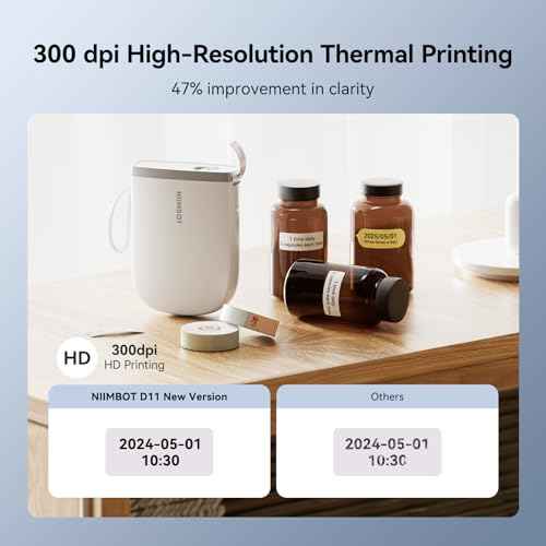 NIIMBOT D11 New Version Label Maker Machine with Tape,300DPI Bluetooth Label Printer, Portable Thermal Printer,Sticker Maker for Organizing Home Office School,White