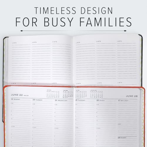 Gallery Leather Family Planner 2025-2026 for moms, Elegantly Bound Calendar Planner and Notebook with Stylish White Page Edges, 18 Months - Acadia Hydrangea - 9 x 7 "