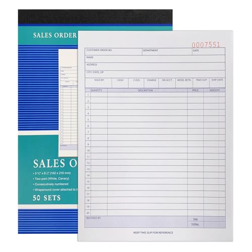 ZUFECY 2-Part Carbonless Receipt Book, 5.5 x 8.5, 50 Sets — Rent, Sales & Invoices