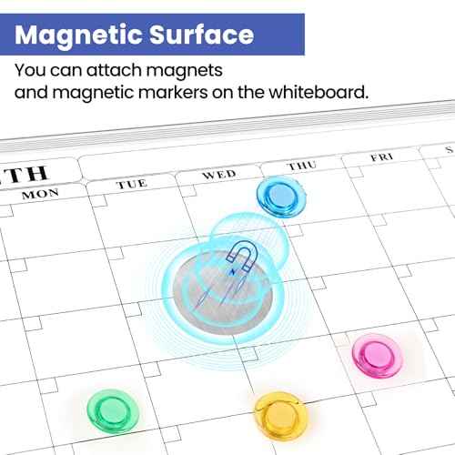 Monthly Whiteboard Calendar for Wall, Small 16" x 12" Dry Erase Board with Plastic Frame, Hanging Dry Erase Calendar with 3 Mini Sticky Notes for Kitchen Planner, Memo, Home and Office
