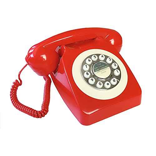 Corded Retro Phone, TelPal Red 80's Classic Telephone/Landline Phone/Wired Antique Telephone for Home/Office/Hotel