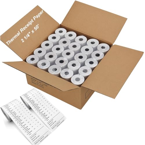 Coopaty 2 1/4''x 50' Thermal Receipt Paper for POS and Cash Register (100 Rolls)