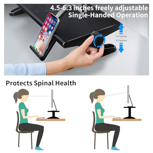 Computer Monitor Stand Riser for Desk,4.5-6.3 Inches Freely Height Adjustable with Cellphone Holder,Multi-Purpose Desktop Organizer Monitor Stands Riser for Computer,Laptop,Printer,TV (BLack)