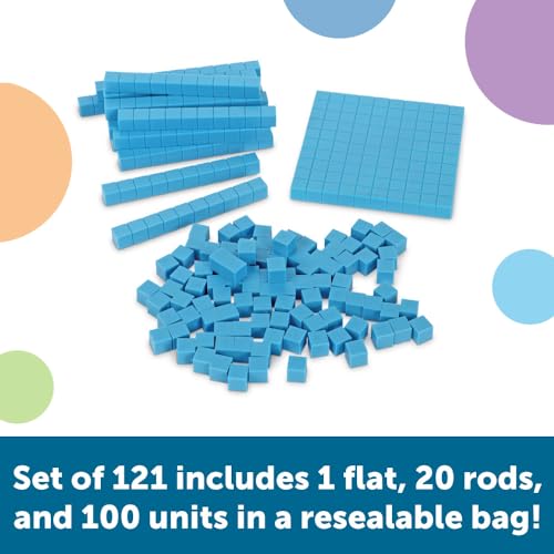 Learning Resources Base Ten Blocks Smart Pack - Place Value Math Manipulatives Set for Classroom & Homeschool