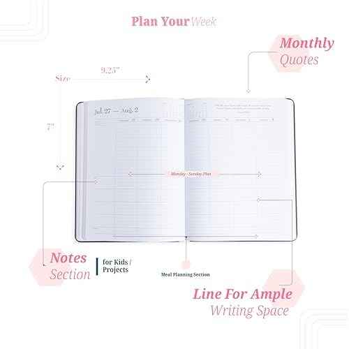 momAgenda Desktop Planner for Busy Moms with Space to Organize Schedules and Appointments for Up To Four Children- 18 Month Calendar (July 2025-August 2026) (Blush Python)