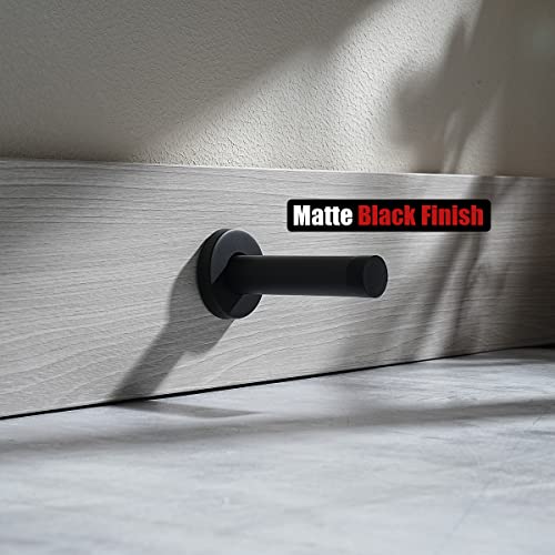 JQK 2 Pack Black Stainless Steel Door Stopper 3.54 Inch Wall Protectant Sound Dampening Bumper