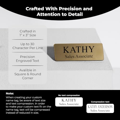 Custom Name Tag Badge 1"x3" with Magnetic/Pin Backing - Personalized Employee ID