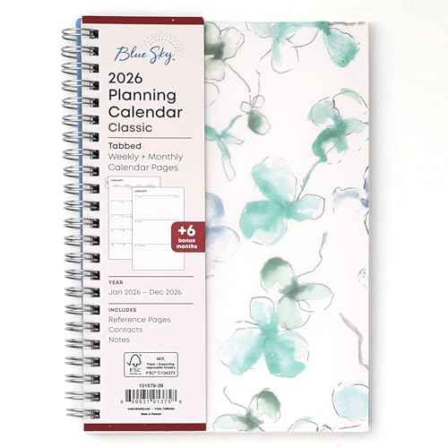 Blue Sky 2026 Weekly and Monthly Planner Calendar, January 2026 - December 2026, 5" x 8", Flexible Frosted Cover, Laminated Tabs, Durable Twin Wire Binding, Lindley