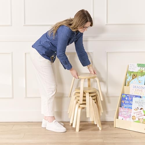 ECR4Kids Bentwood Stackable Stools, Classroom Furniture, Natural, 6-Piece