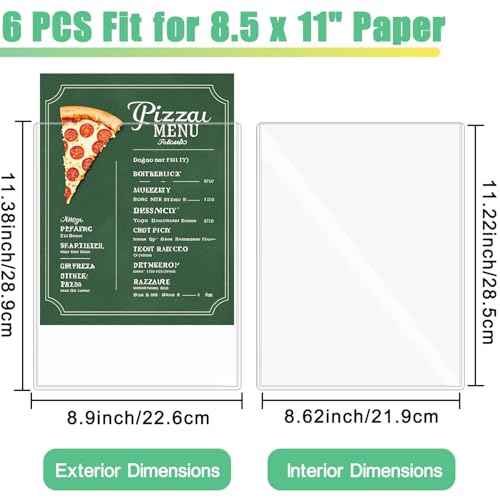 6-Pack 8.5" x 11" Rigid Print Protectors, Transparent Hard Plastic Page Sheet Protectors, Clear Plastic Sleeves for Paper Photo Poster, Protective Covers for Document Certificates