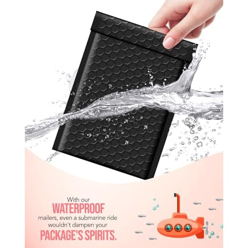 GSSUSA Black Bubble Mailers 4X8" 200 Pack, Usable Size 4X7" Padded Envelopes Small Shipping Mailer Strong Adhesion Bubble Envelope,Self-Seal Mailing Envelopes for Small Items, Business