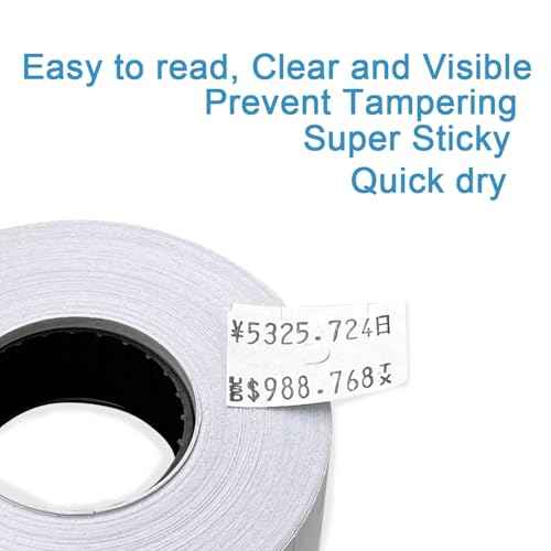 16,000 Pcs 2 Line Refill Price Marking Labels Stickers for MX6600,MX6602,YH689 & Most Other 2 Line Price Gun,40 Rolls with 3 Discount Stickers,2 Gloves and 4 Ink Rolls, Ideal for Retail, Shop (White)