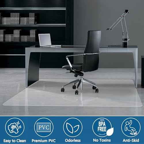 Chair Mat for Hardwood Floor, 48" x 48" Large Clear Office Floor Protector, Easy Glide Desk Mat for Home, Easy to Clean (Square)