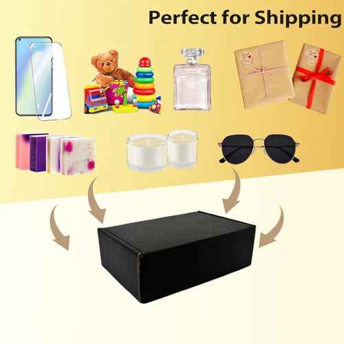 Small Shipping Boxes 6x4x2, Set of 50, Black Corrugated Cardboard Box Mailer (YD642-50BK)