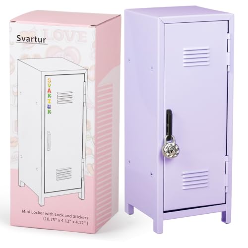 Mini Locker with Lock & Keys, Stickers, Metal Small for Desktop,