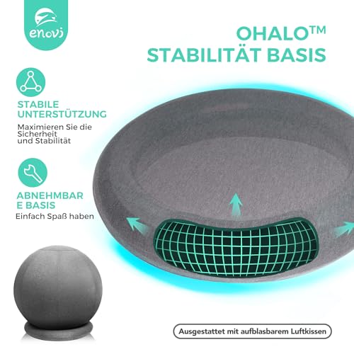 ENOVI ProBalance Ball Chair 65cm Deepspace Grey – Yoga Ball Chair with Slipcover, Base, Home Office
